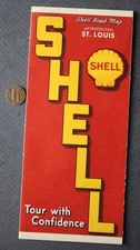 1938 Shell Oil Gas St. Louis Missouri Metro area road map Tour with Confidence -