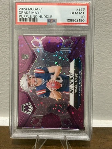 Drake Maye 2024 Mosaic No Huddle  /50 Purple NFL Debut #273 Patriots PSA 10