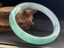 Certified Natural Grade AAA Ice Green Burmese Jade jadeite bracelet 56 MM4552