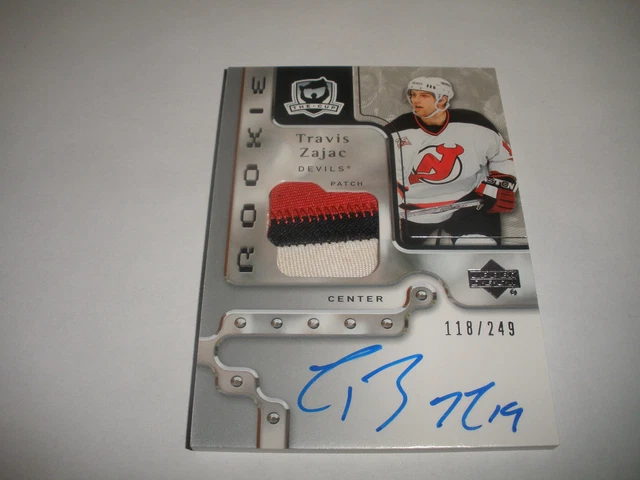 2006 06 07 THE CUP TRAVIS ZAJAC AUTO AUTOGRAPH DEVILS 3 COLOR PATCH 118/249