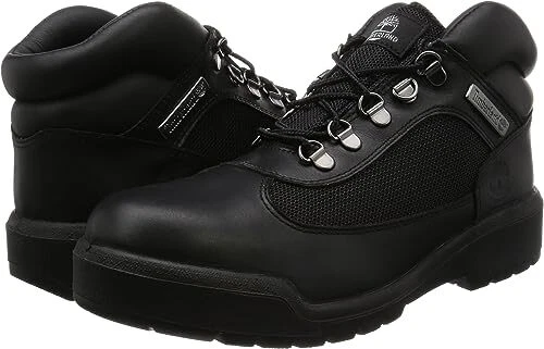 Timberland Men's Icon Classic Field Boots Waterproof Leather Fabric Black 13061