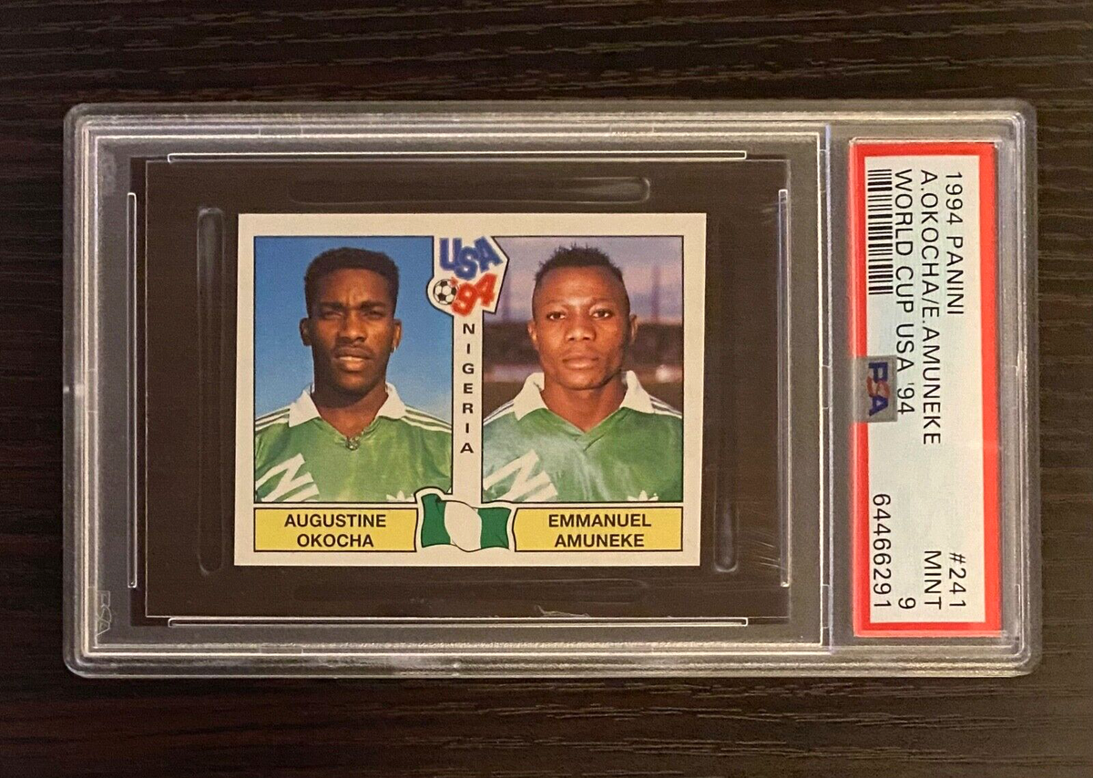 201★サッカー★jay-jay okocha★prostars★フィギュア 1994 Jay Jay Okocha World Cup Rookie Panini Sticker PSA 9 Nigeria