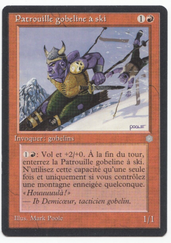 Goblin Ski Patrol French MTG MISPRINT. Missing the copyright date completely - Foto 1 di 3