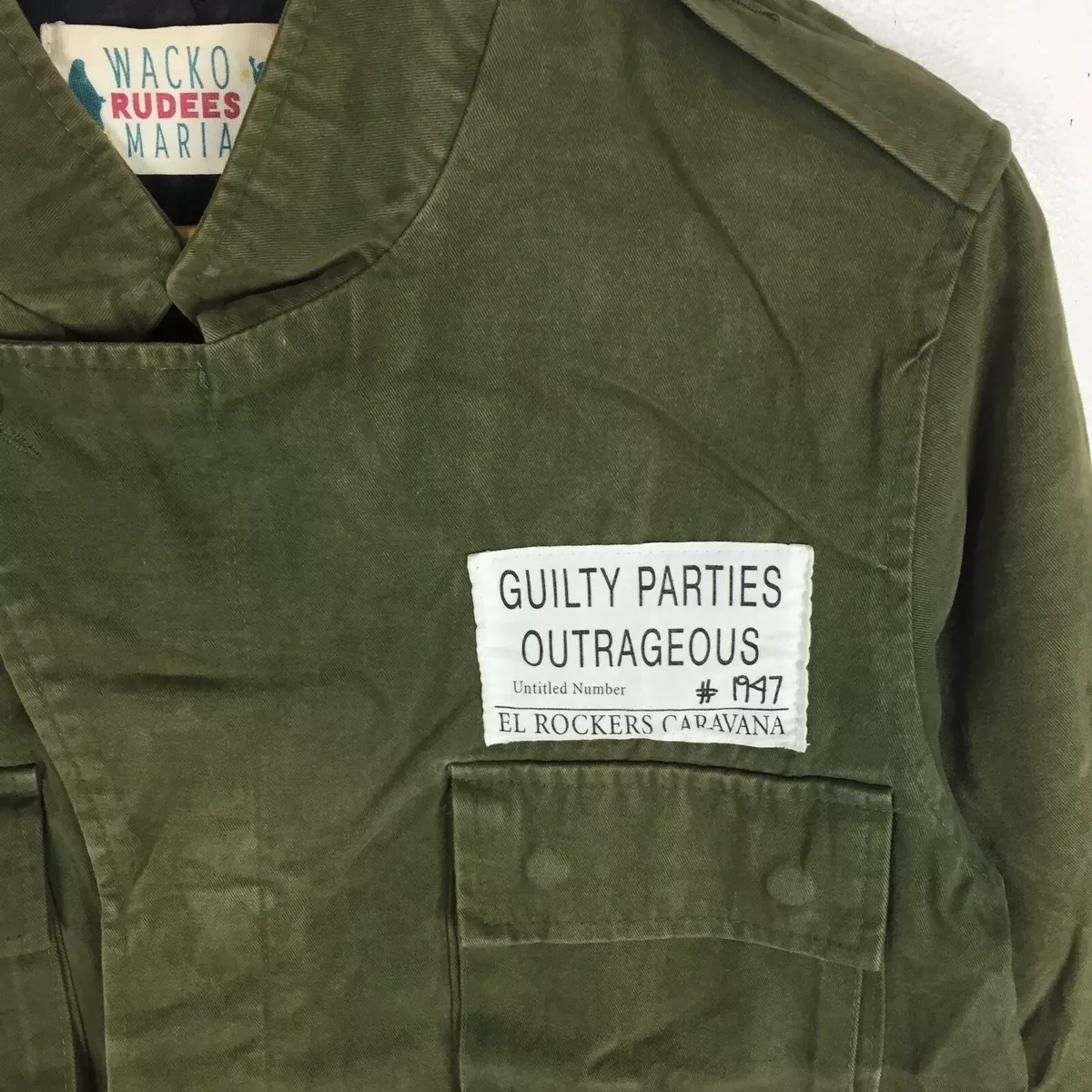 VINTAGE WACKO MARIA RUDEES PATCH MILITARY ARMY GREEN MADE IN JAPAN PARKAS JACKET