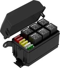 Daiertek 12V Relay Box 6 Slots Fuse Relay Block 6 Slots ATC/ATO Fuse and Relay B