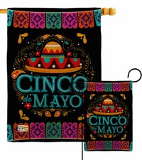 Picado Cinco de Mayo Burlap Garden Flag Summertime Decorative Yard House Banner