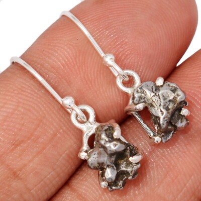 Natural Meteorite Campo Del Cielo, Argentina 925 Silver Earrings Jewelry CE50192