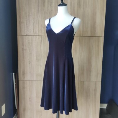 Blackmilk Clothing Velvet Navy Longline Strappy Dress NWT