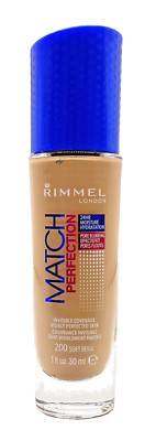 Rimmel London Match Perfection Foundation 1 oz - 200 Soft Beige NEW Authentic