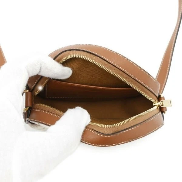 Borsa a tracolla CELINE Triomphe rotonda 10G342 PVC pelle bianca autentica