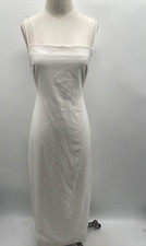 BHLDN Women's Crepe Spaghetti Strap Back Zip Ivory Gavin Midi Drape Dress Size 2