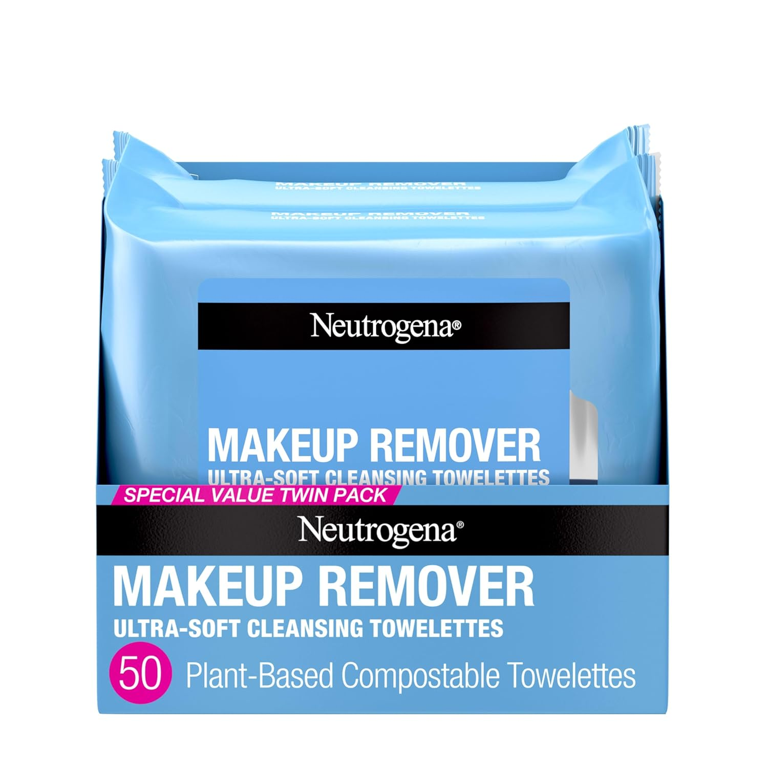 Gentle Alcohol-Free Makeup Remover Wipes 2x25 Count Packs-image