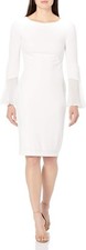 Calvin Klein Women's  Sheath Chiffon Bell Sleeves Dress white Size 6 NEW