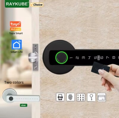 RAYKUBE Tuya BLE Fingerprint Door Lock Digital Electronic Lock with Password/Key