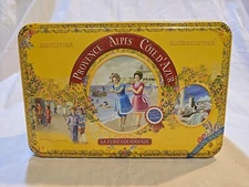 Vintage Provence Alpes Cote D'Azur Fancy Cookie Tin La Cure Gourmande France B4