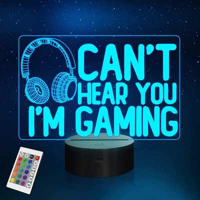 Can'T Hear You I'M Gaming Night Light, Headset Graphic Video Games Gamer Gift Fu