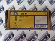 Ilsco CTL-4/0,  (BOX OF 10) Copper Compression Sleeve for 4/0 , 3/0 FLEX -NEW-B