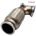 Garrett 3" V-Band Down Pipe Low Profile 90 Degree W/Flex Bellow Pipe Stainles O2