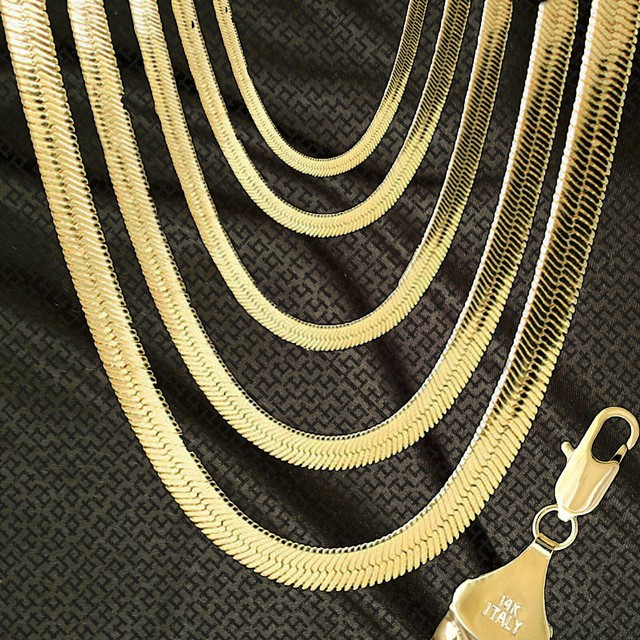 Real 14k Italy Gold GP 4mm Herringbone 