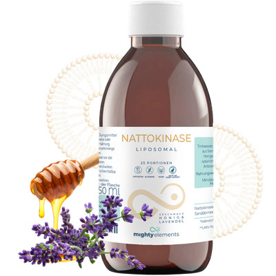 Liposomale Nattokinase 200mg 22000 FU Mighty Elements Vegan Alkoholfrei 250ml