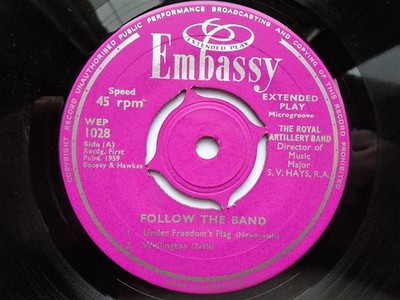 Royal Artillery Band Follow The Band EP Embassy WEP1028 EX 1959 not for sale ...