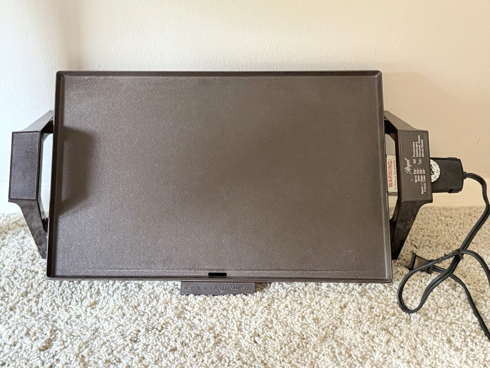 Vintage Regal "Immersible 7" Electric Griddle 1987