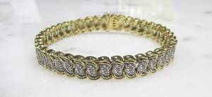 Authentic .10ctw Diamond Gold Plated Sterling Silver Tennis Bracelet ~ 22g ~ 14-A764