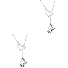 2pcs Lovely Feet Necklace Mom to Be Necklace Baby Shower Jewelry