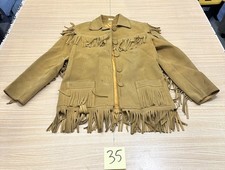FLAWED Vintage Brown Fringe Zip Front Lined Short Jacket Western Sz Large
