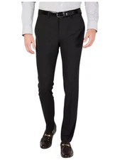 Kenneth Cole Mens Skinny fit Dress Pants 34 / 34 Black Solid Stretch