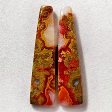 29 Cts Natural Seam Agate Drilled Match Pair Cabochon Gemstone 39.5x9.8 MM