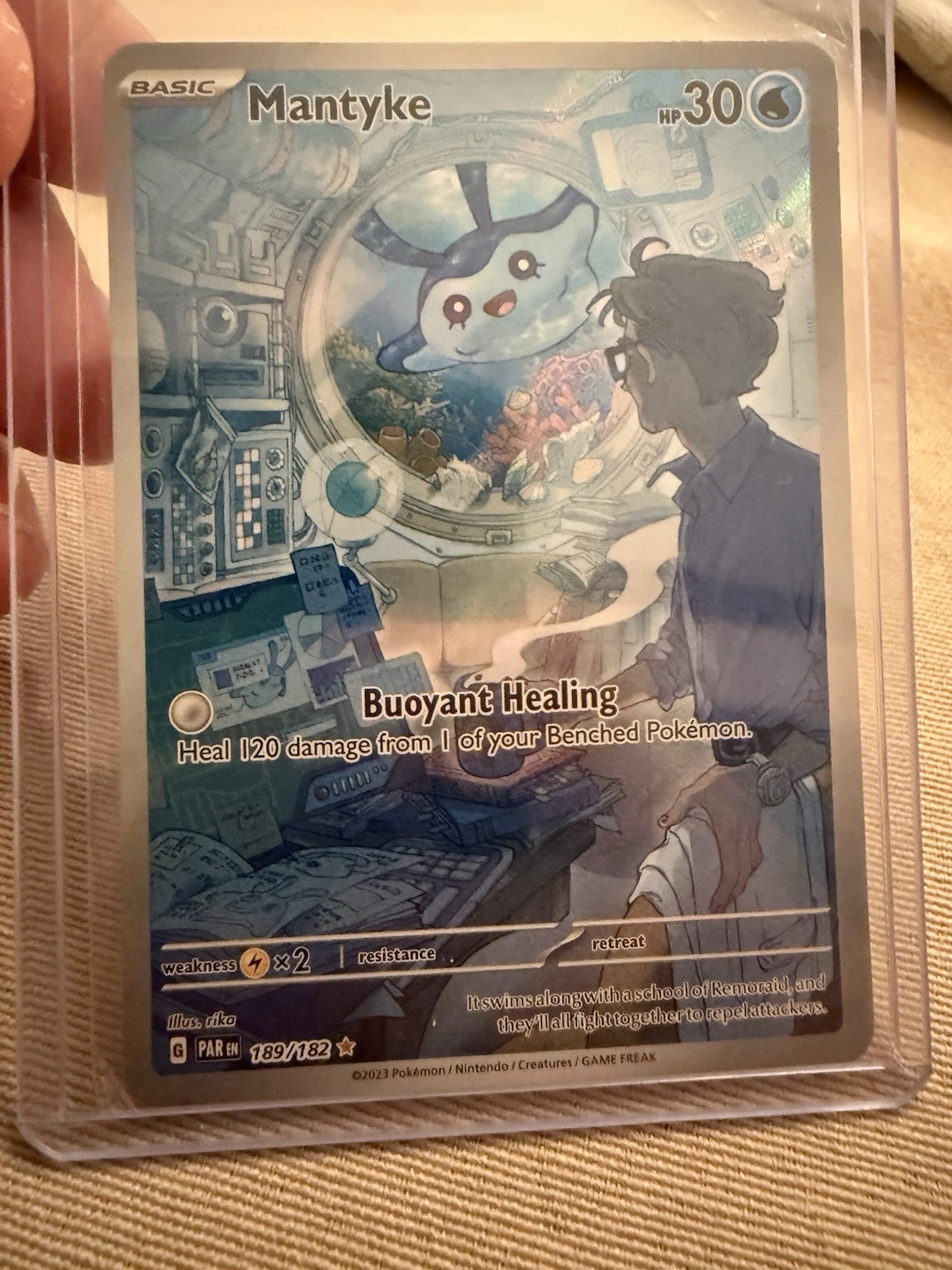 Pokemon TCG Mantyke 189/182 IR Holo Full Art SV04 Paradox Rift EN