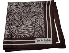 Diane Von Furstenberg Silk Designer Scarf Brown Tribal Leaf 1970s New York