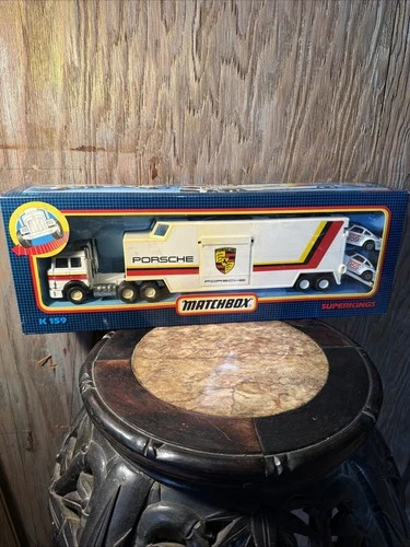 VINTAGE MATCHBOX SUPERKINGS K-159 PORSCHE RACING CAR IVECO TRANSPORTER 1990 VGC