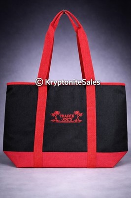 Trader Joe s X-Large Insulated Cooler Tote Bag Black Red 7 Gallon Zip Top