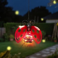 Solar Hanging Ladybug Lights Waterproof Powered Outdoor Garden Decor Light Un...