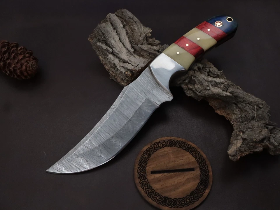 10" HANDMADE DAMASCUS STEEL SKINNER WITH BONE HANDLE  W/SHEATH SK-28 - Image 2 of 4