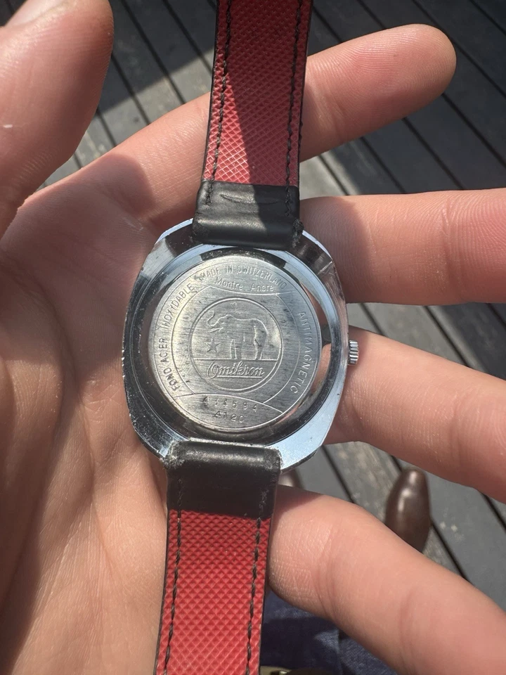 Reloj Omikron 1960 plateado 38 mm para hombre vintage suizo cuerda manual Foto 2 de 3