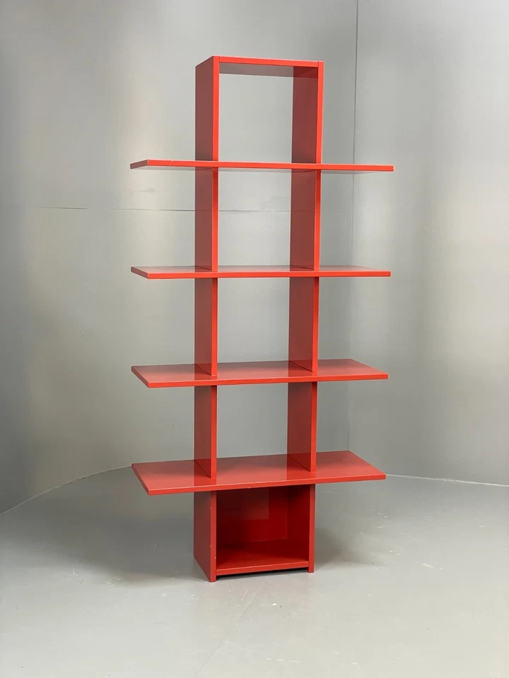 Red Bookcase Vinyl Storage - Postmodern 1980s Style Gloss Laminate EB10949 MWOO - Image 3 of 4