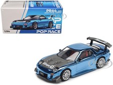 MAZDA RX-7 RE-AMEMIYA RHD BLUE CHROME 1/64 DIECAST MODEL BY POP RACE PR640223