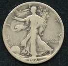 "Key Date" 1921-D Walking Liberty Silver Half Dollar - Good + Reverse Rim Bump