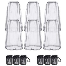 6Pack Mosquito Head Net Mesh Hiking  Outdoors Bug Face Netting Over Hat Fishing