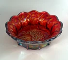 Vintage Fenton Marigold Carnival Glass Bowl Raised Grape and Leaf Iridescent