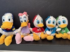 Disney Store Donald Daisy Duck Huey Dewey Louie Bean Bag Plush Lot Of 5 w/ Tags