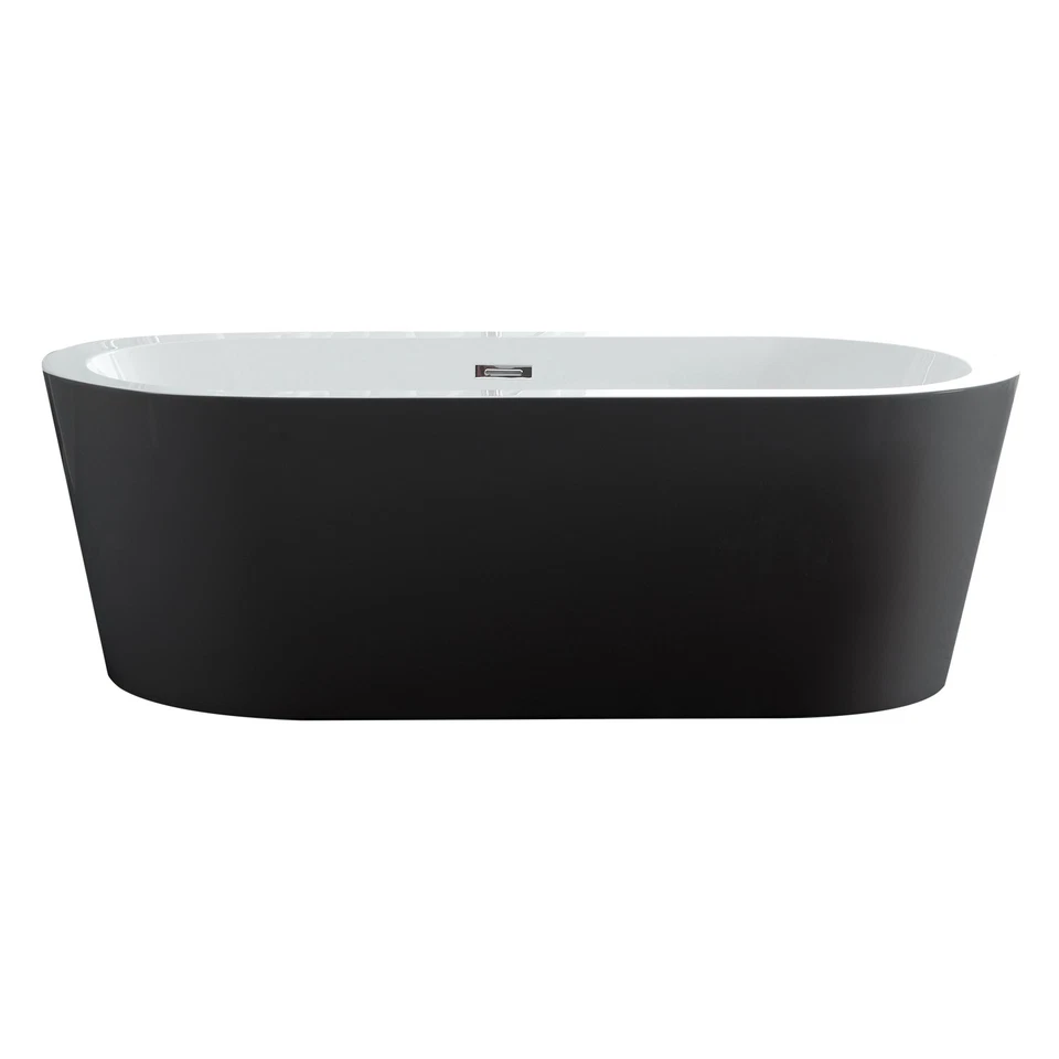 Bañera y desbordamiento acrílico contemporáneo independiente Dionysus 60" x 30", negro Foto 4 de 4