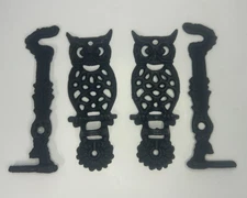 Cast Iron Owl Swivel Hook Arm Wall Mount Bracket Plant Hanger -- Set of 2 --
