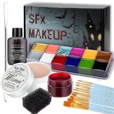 Wismee Face Paint Kit Sfx Makeup Set with Wound Scar Wax, Scab Blood - Hall