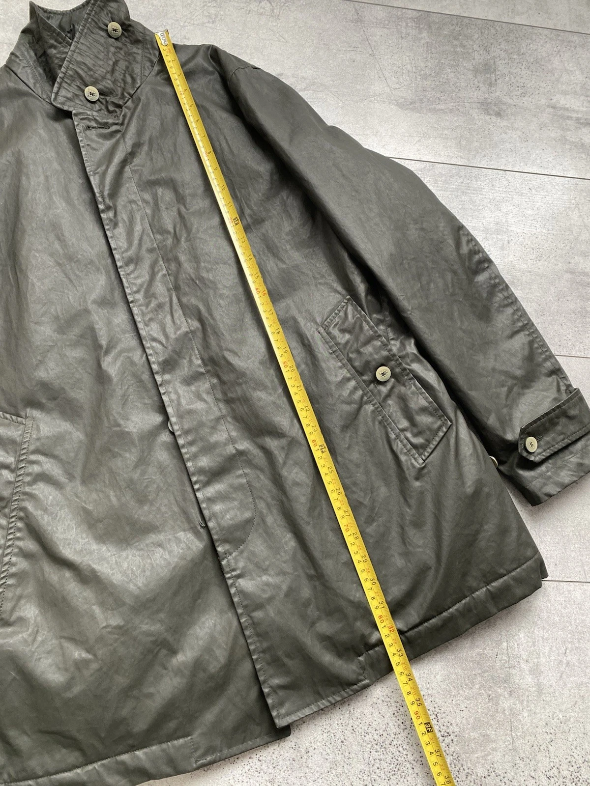 Camplin Yarmony Waxed Peacoat Mens EU 54/XL Olive Green Cotton Blend Padded Coat image 16