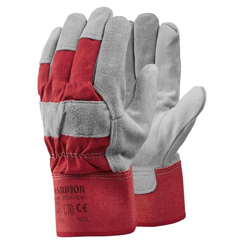 Red Welding Gauntlets Welder Safety Leather Work Gloves | Double Palm Red Rigger - Picture 3 of 3
