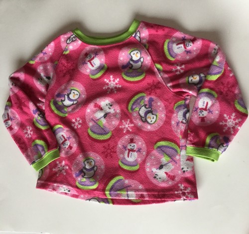 The Childrens Place Fleece Pajamas Girls Sz 4 XS Pink Snowmen Penguins PJ Set - Picture 3 of 11